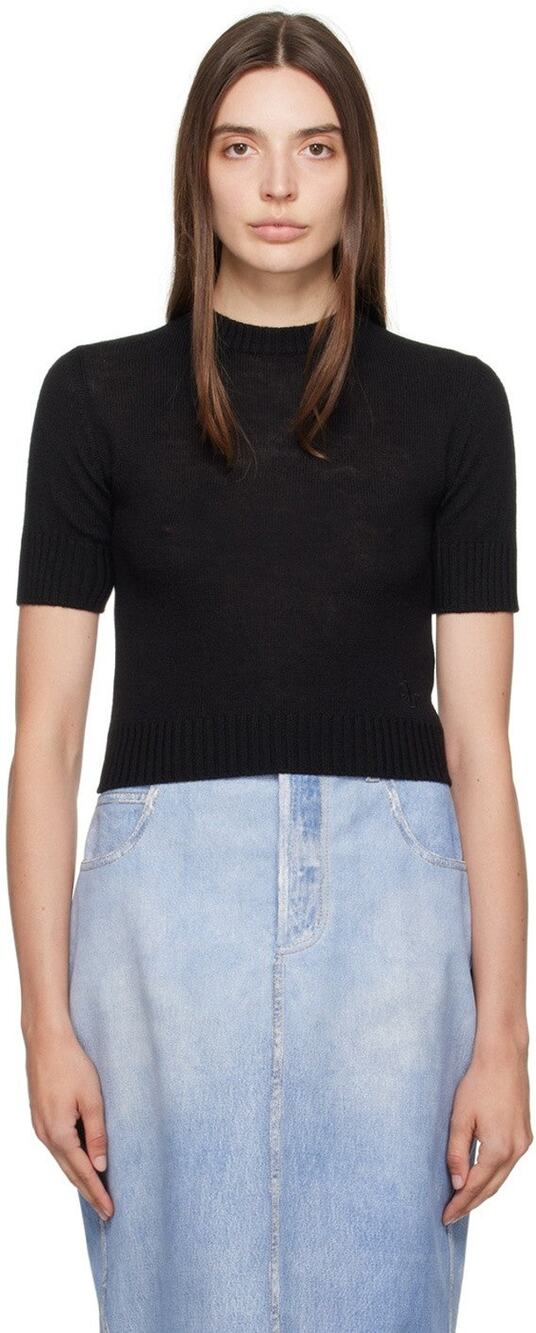 Jil Sander Embroidered Sweater Short Sleeve Black - L